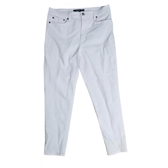 Lauren Ralph Lauren High Waist Skinny Crop Ankle White Denim Jeans size 10 - Picture 2 of 9
